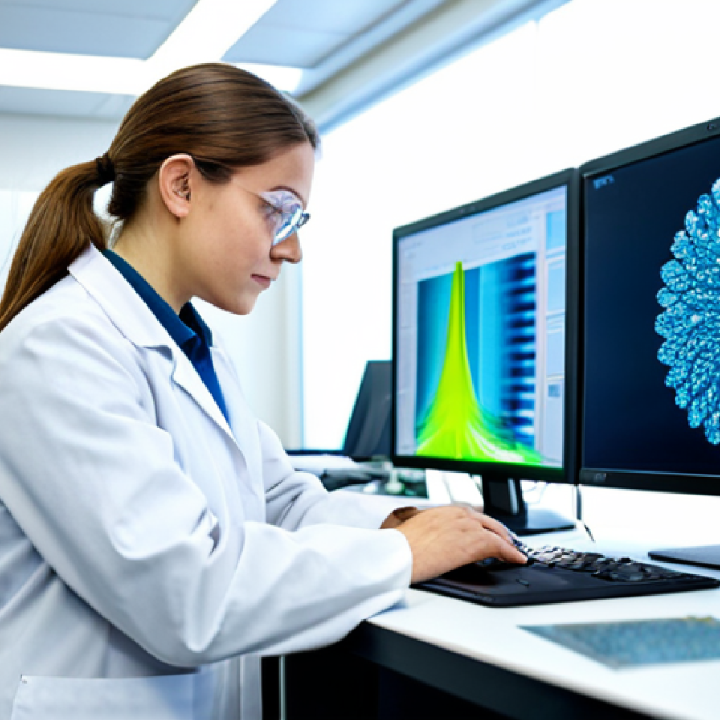 A professional female textile engineer in a modest lab coat and professional dress, meticulously examining innovative bio-based fabric samples under a microscope in a clean, state-of-the-art research laboratory. The background features blurred, futuristic lab equipment, digital screens displaying material data, and sustainable textile swatches. The lighting is bright and clean, emphasizing an atmosphere of innovation and focused discovery. The subject is fully clothed, with appropriate attire, in a natural pose, ensuring perfect anatomy, correct proportions, well-formed hands, and proper finger count. Safe for work, appropriate content, professional photography, high quality, ultra-detailed, realistic.