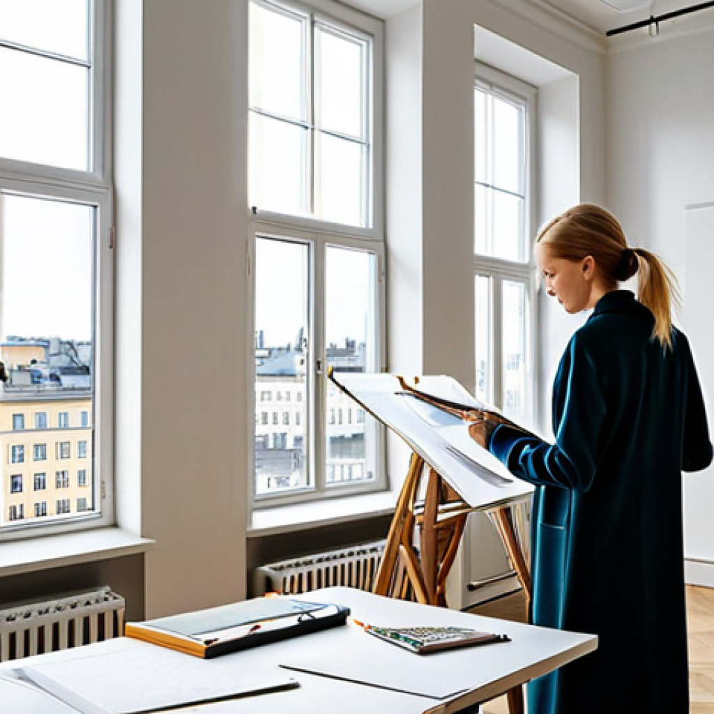 **

"A professional fashion designer sketching in a bright, modern studio in Stockholm, Sweden. She's wearing stylish, modest clothing, appropriate for a work environment. Sunlight streams through large windows overlooking the city. Safe for work, perfect anatomy, natural proportions, professional, modest, family-friendly, fully clothed."

**