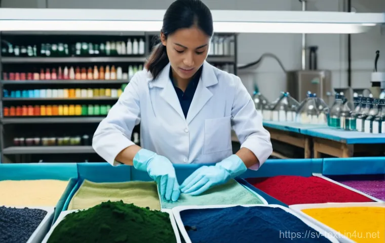 섬유기사 실기시험 시뮬레이션 사례 - **Prompt 1: Precision in Fiber Analysis**
    "A diligent young textile engineer, wearing a clean wh...