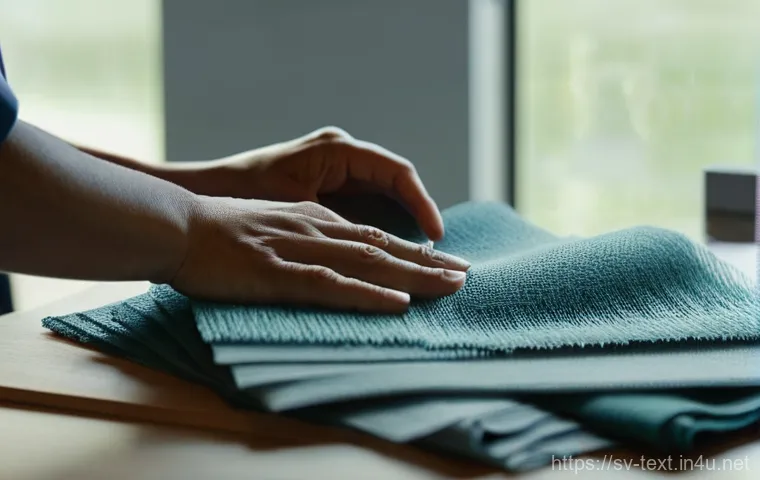섬유기사 실기시험의 준비 방법 - **Material Explorer in a Textile Lab**
A focused young textile engineer, dressed in a clean, pra...