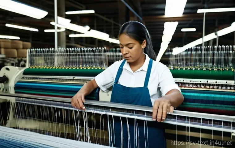 섬유기사 실기시험의 준비 방법 - **Material Explorer in a Textile Lab**
    A focused young textile engineer, dressed in a clean, pra...