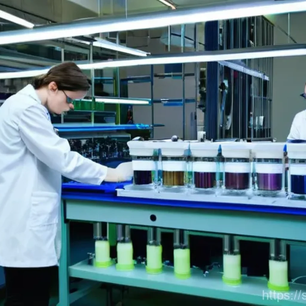 섬유기사 실기시험의 중요성 - **Prompt:** A dynamic, brightly lit scene inside a modern Swedish university textile lab. A diverse ...
