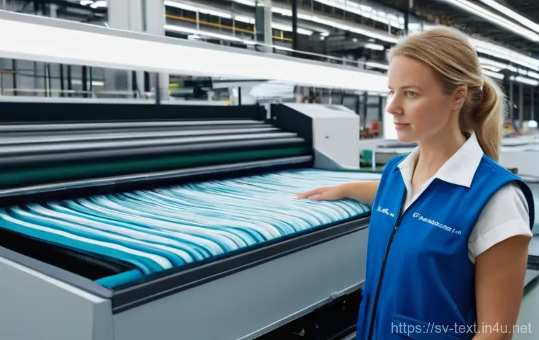 섬유기사 실기시험의 중요성 - **Prompt:** A dynamic, brightly lit scene inside a modern Swedish university textile lab. A diverse ...