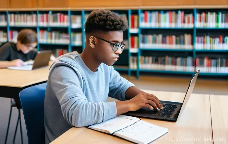 섬유기사 시험 준비 스터디 - **Prompt: Focused Textile Engineering Student at Borås University Library**
"A young, determined...