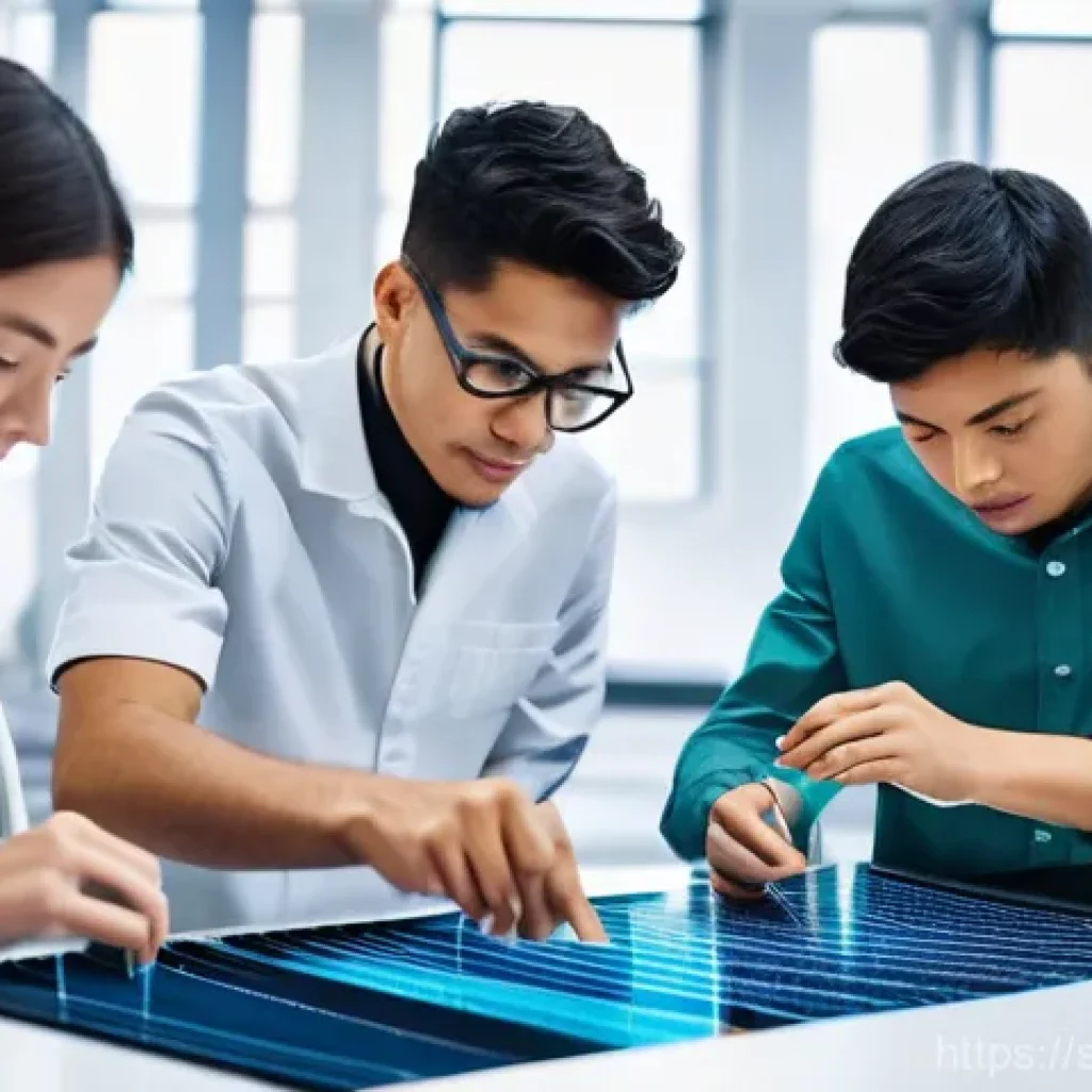 섬유기사와 직업 만족도 - **Modern Textile Innovation Hub:**
"A vibrant, high-tech textile engineering laboratory filled w...