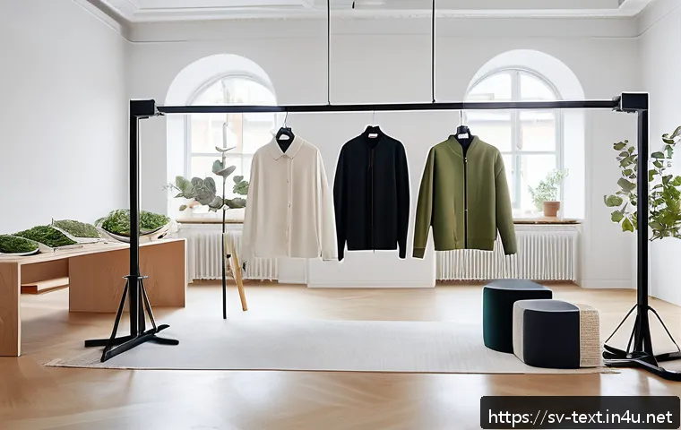 섬유기사와 자격증 트렌드 - A modern fashion designer studio in Stockholm with a diverse team collaborating on sustainable cloth...
