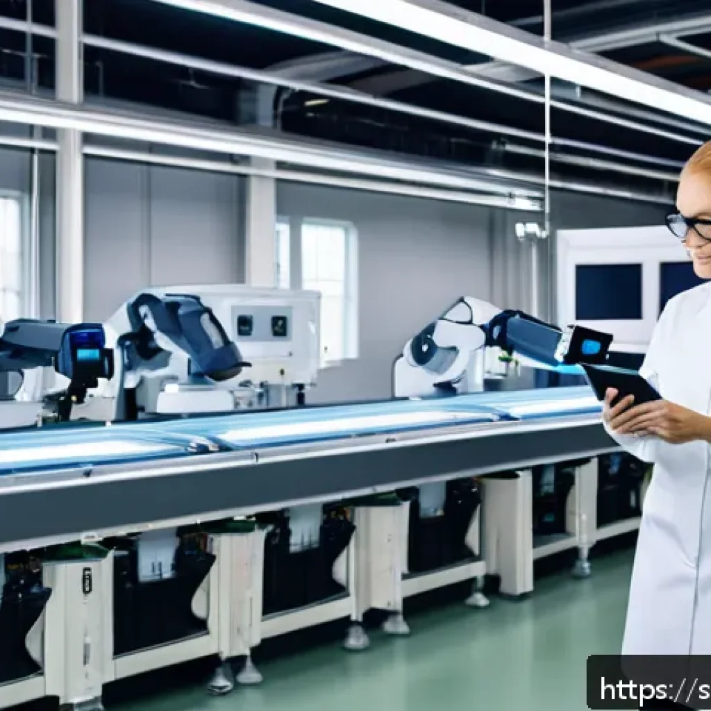 섬유기사 취업 전망 - A modern textile production facility in Sweden showcasing smart textiles integration: workers wearin...