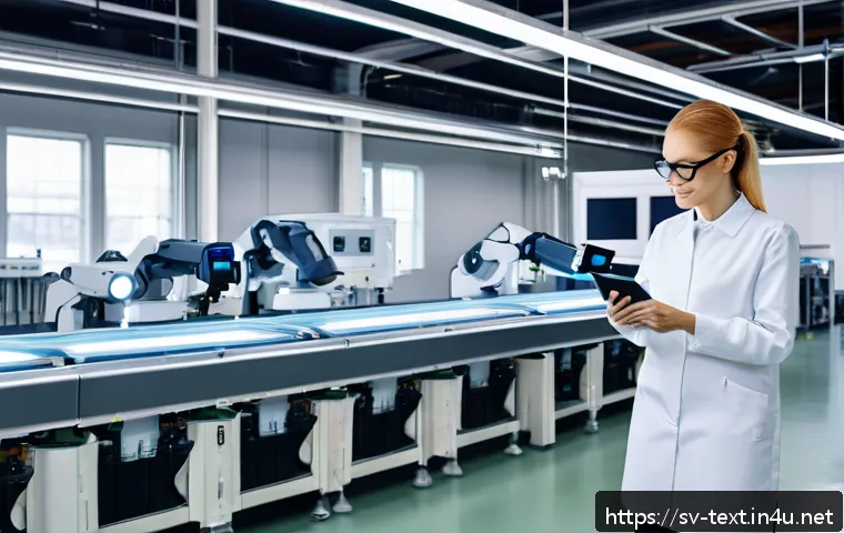 섬유기사 취업 전망 - A modern textile production facility in Sweden showcasing smart textiles integration: workers wearin...