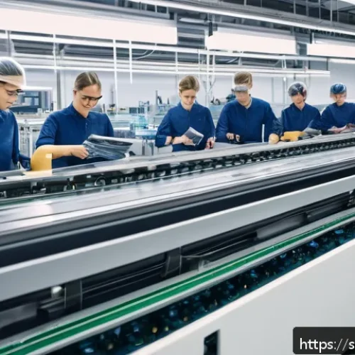 Home 17 섬유기사와 직업의 안정성 - A modern Swedish textile factory interior featuring advanced automation and robotics, with sleek ind...