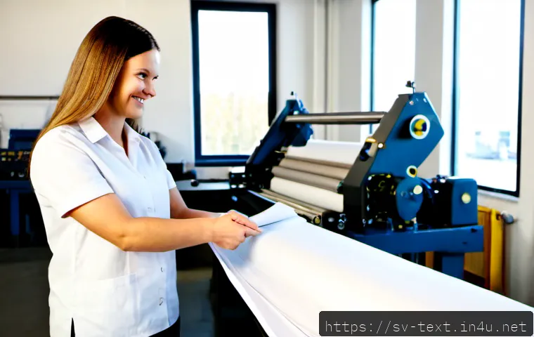 Home 17 섬유기사 연봉 인상 사례 - Photorealistic Swedish textile technician in a bright modern textile mill, warmly shaking hands with...